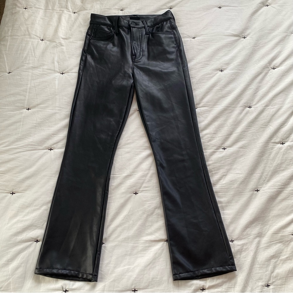 Mother The Insider Ankle Faux Leather Pants in Faux Show Black Women's Size 25